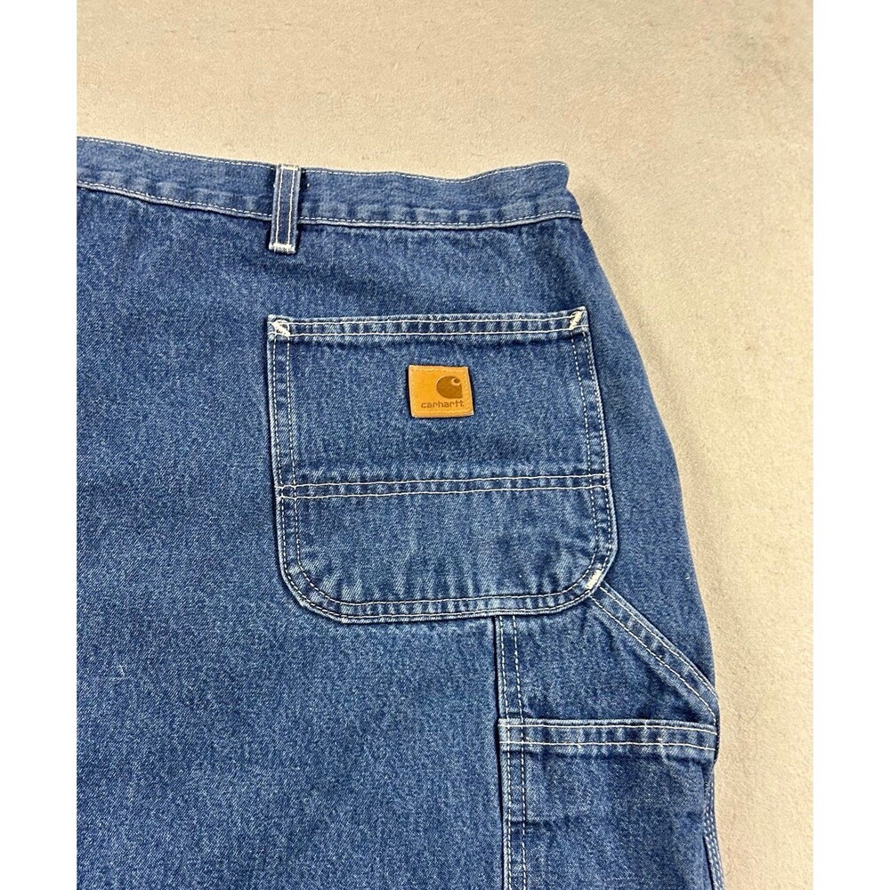 Men's Carhartt Loose Carpenter Dungaree Fit Work Blue Jeans B13-DST 54×32